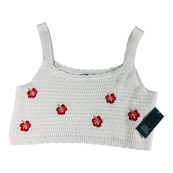 Womens XXL Crop Top Lot of 2 Plus Curve Knit Velvet Embroidered Floral Crochet - Picture 2 of 7